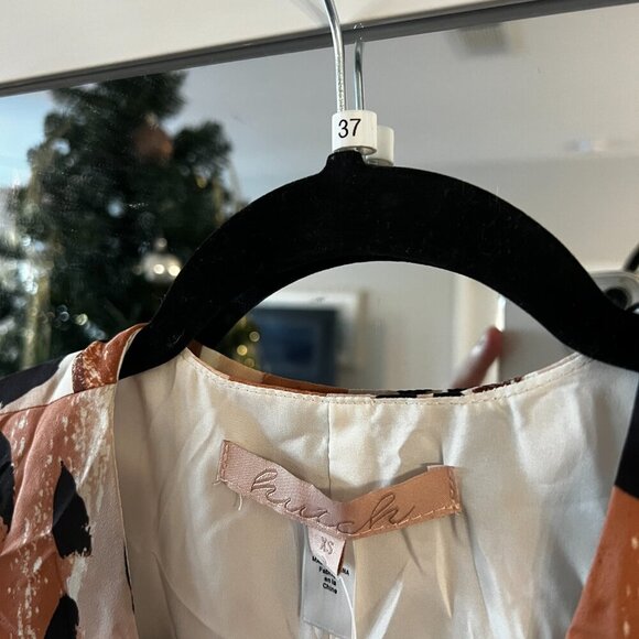 37 NEW $160 Anthropologie HUTCH Blaise Wrap Mini Dress Sz XS Brown Motif - Picture 5 of 6